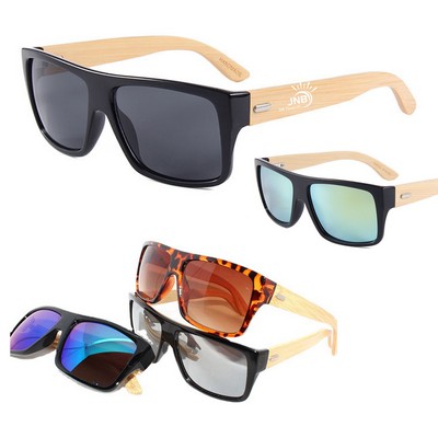 Wood Temple Polarized Square Sunglasses for Stylish Protection