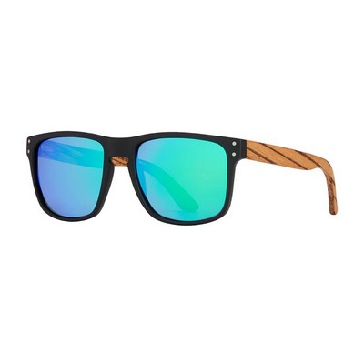 Axek Matte Onyx & Zebra Wood Polarized Sunglasses